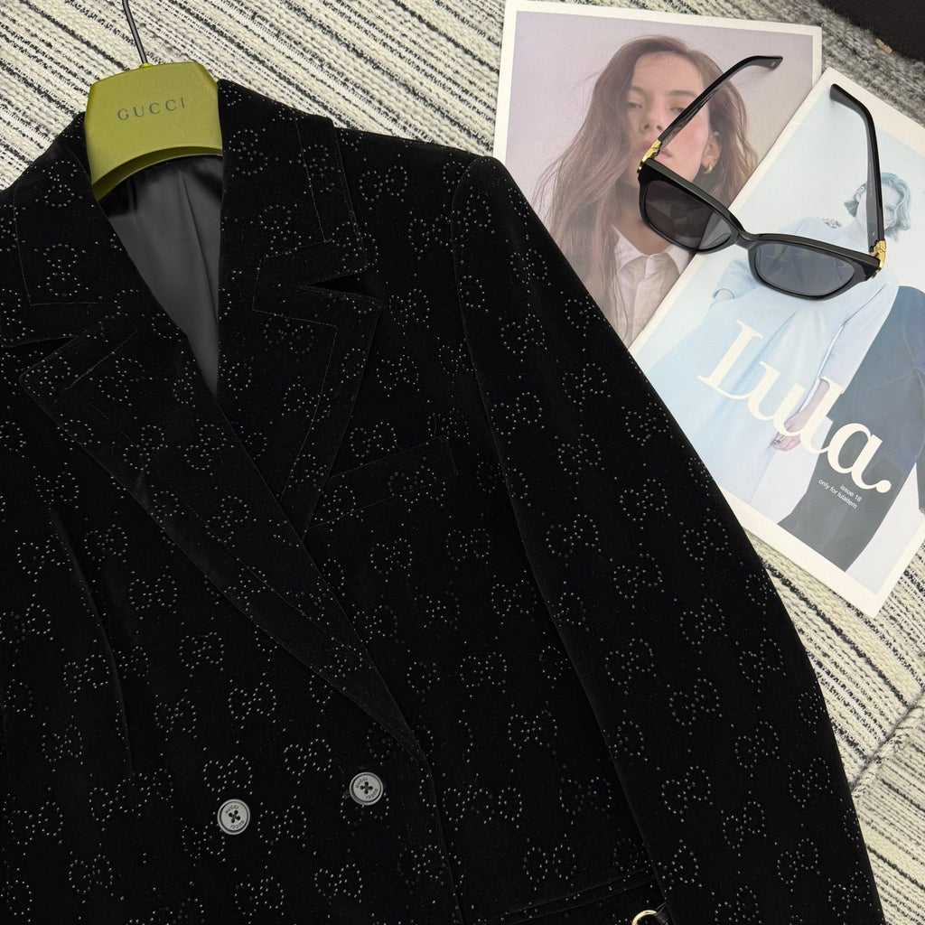 GUCCI 26S EMBELLISHED VELVET BLAZER 113