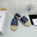 NEW FLAT FISHERMAN SLIPPERS NAVY BLUE COTTON CANVAS