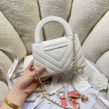 CHANEL 26S MINI KELLY BAG 19 IN WHITE CALFSKIN
