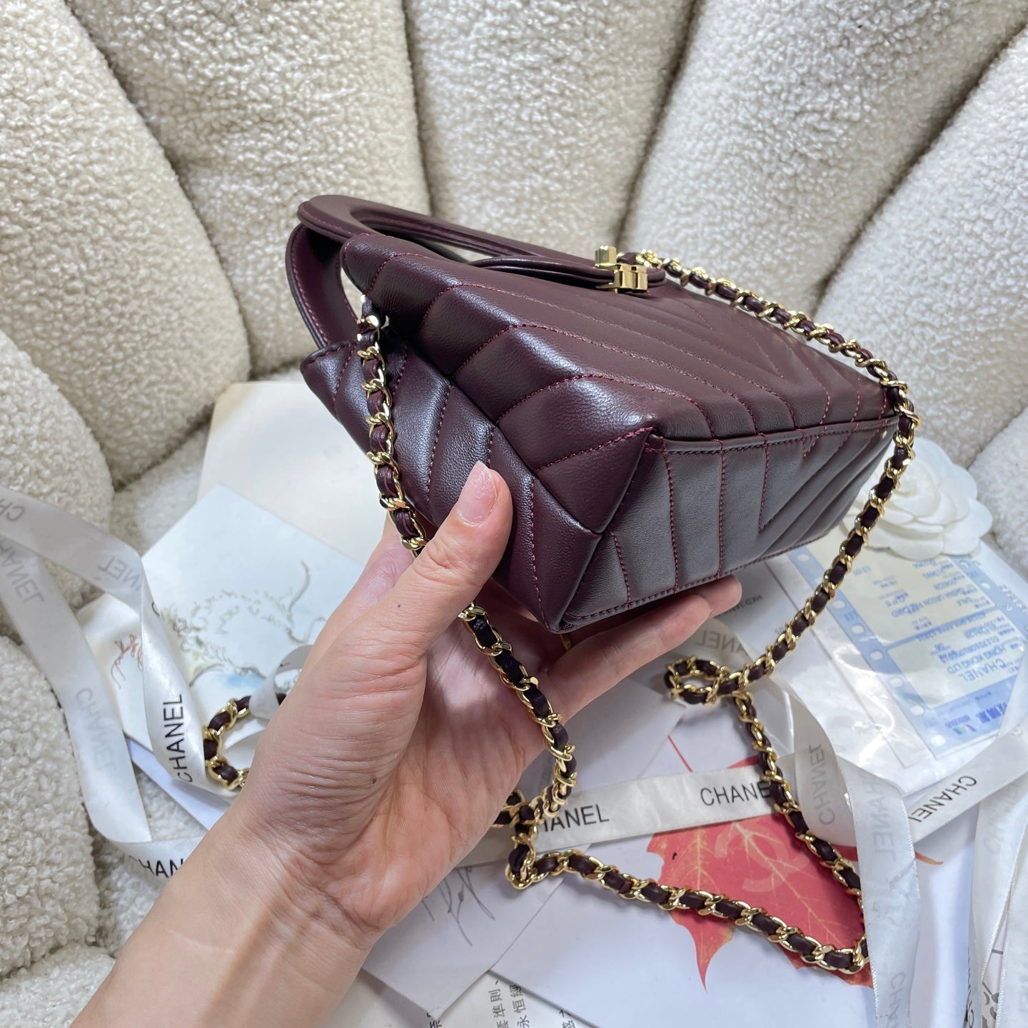 CHANEL 26S MINI KELLY BAG 19 IN DARK RED CALFSKIN
