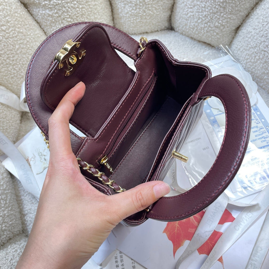 CHANEL 26S MINI KELLY BAG 19 IN DARK RED CALFSKIN
