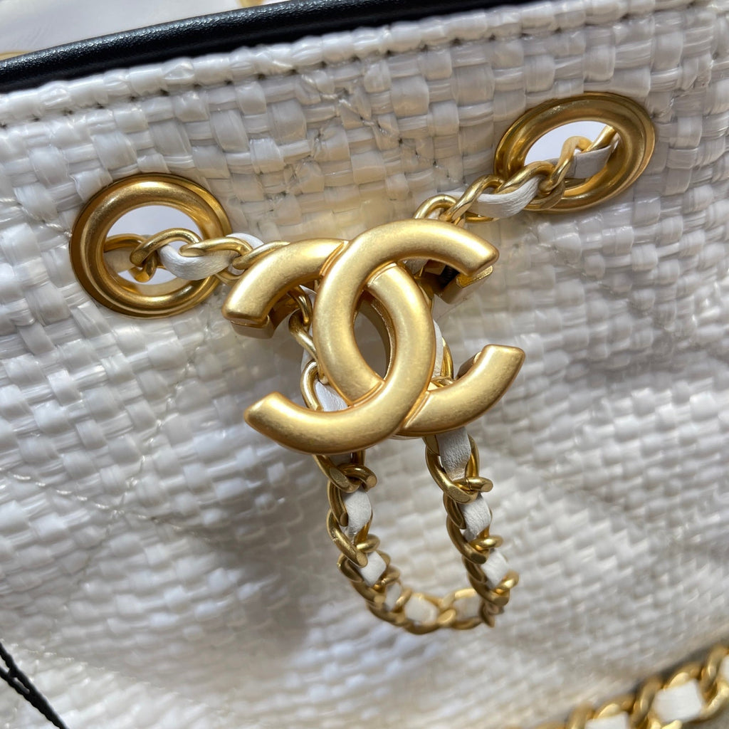 CHANEL 26S HOBO BAG 22 IN OFF-WHITE WOVEN SYNTHETIC FIBER
