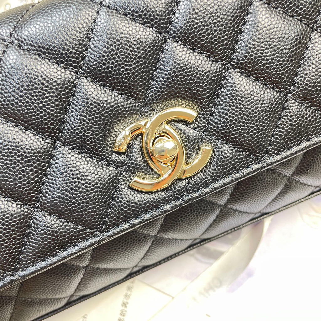 CHANEL 26S COCO HANDLE BAG 32 IN BLACK CAVIAR CALFSKIN