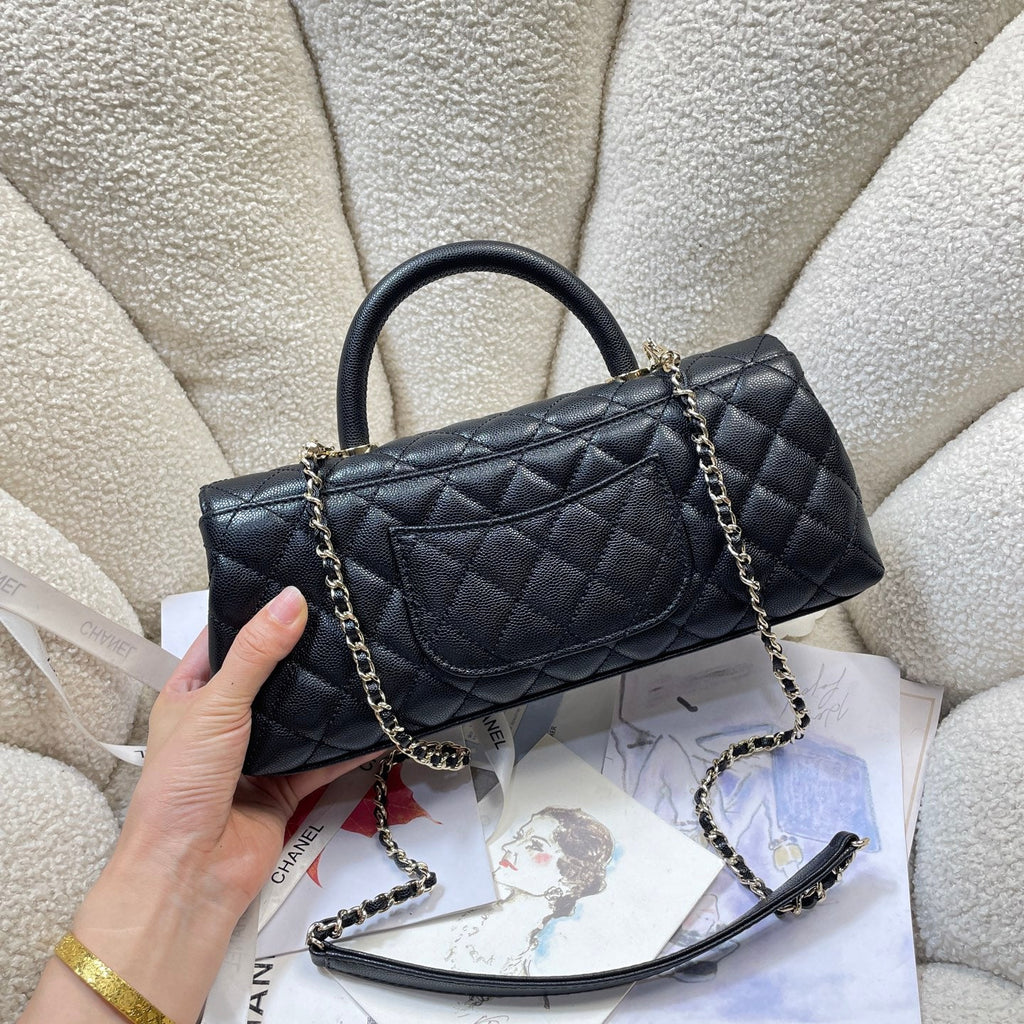CHANEL 26S COCO HANDLE BAG 32 IN BLACK CAVIAR CALFSKIN