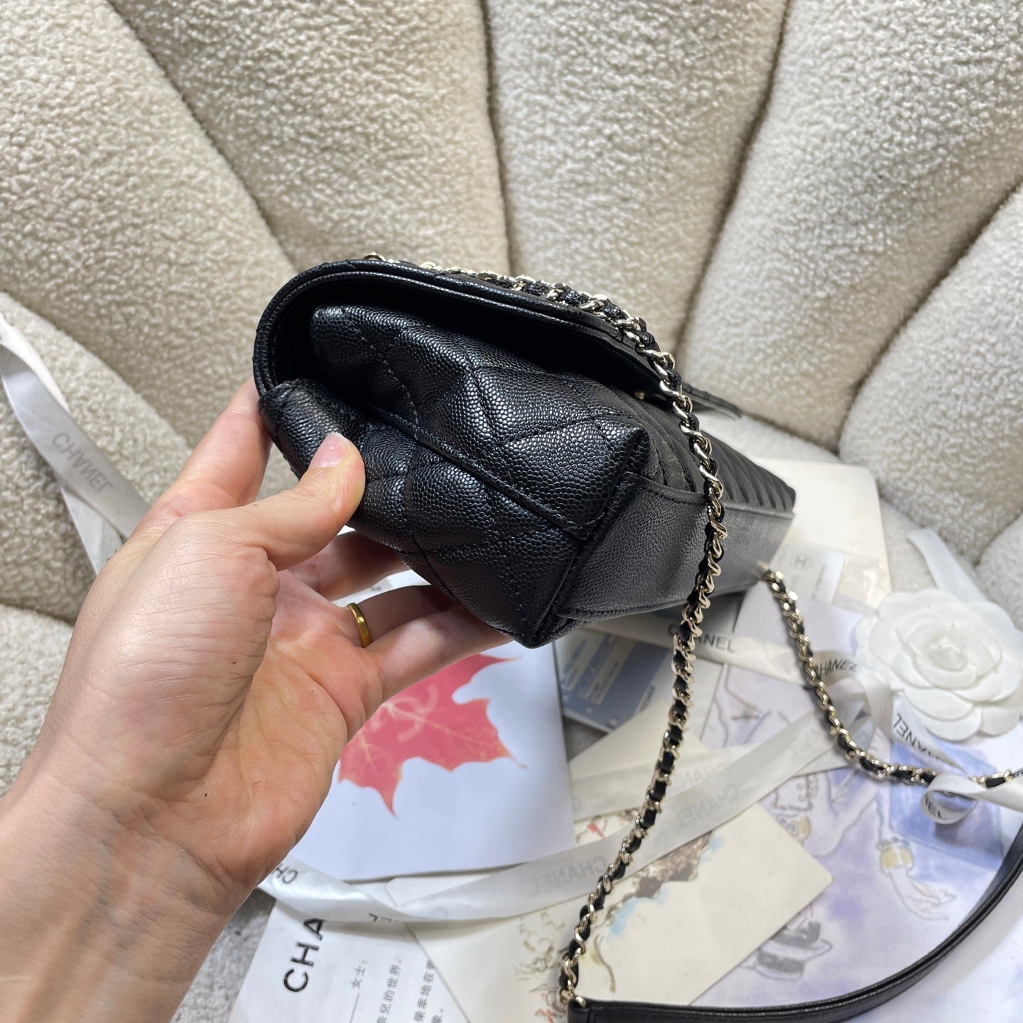 CHANEL 26S COCO HANDLE BAG 32 IN BLACK CAVIAR CALFSKIN