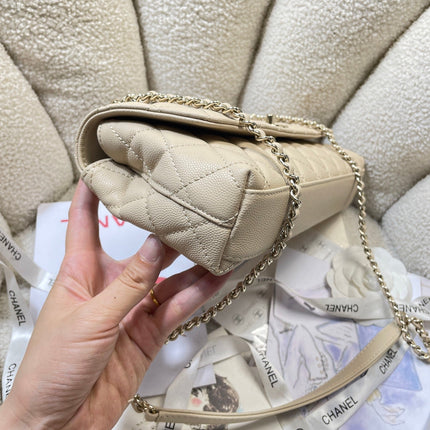 CHANEL 26S COCO HANDLE BAG 32 IN BEIGE CAVIAR CALFSKIN