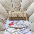 CHANEL 26S COCO HANDLE BAG 32 IN BEIGE CAVIAR CALFSKIN