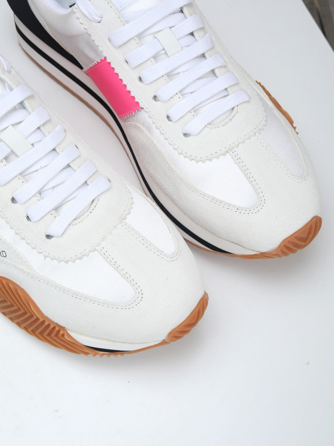TOM FORD SNEAKERS IN WHITE AND PINK SUEDE 432124