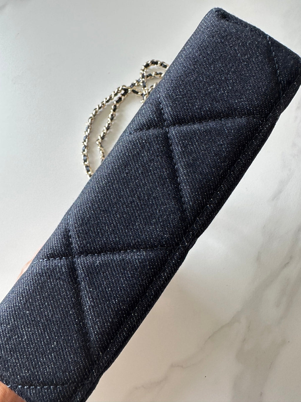 CHANEL 25S VANITY CLASSIC FLAP 17 IN DARK BLUE DENIM GOLD HARDWARE