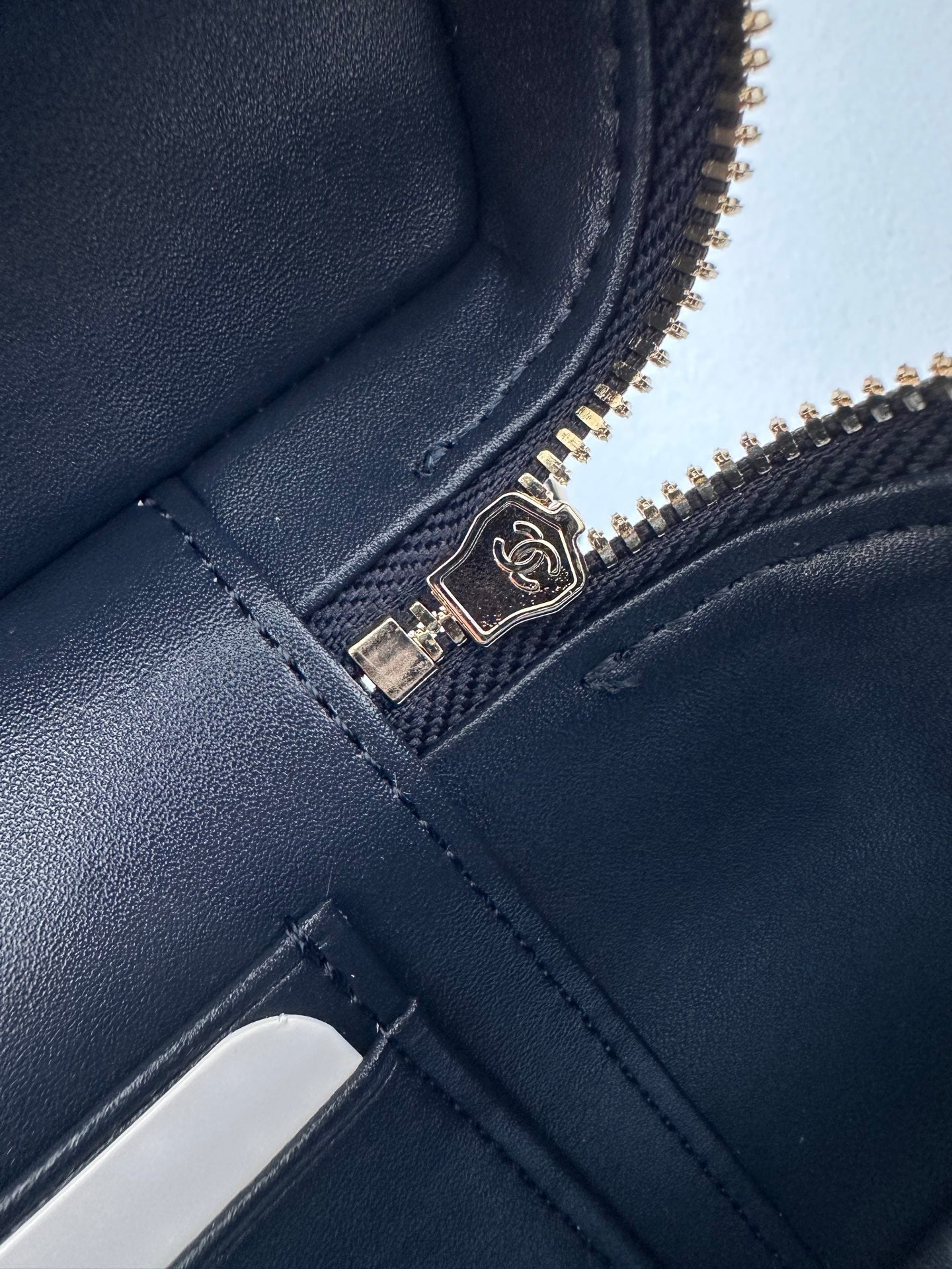 CHANEL 25S VANITY CLASSIC FLAP 17 IN DARK BLUE DENIM GOLD HARDWARE