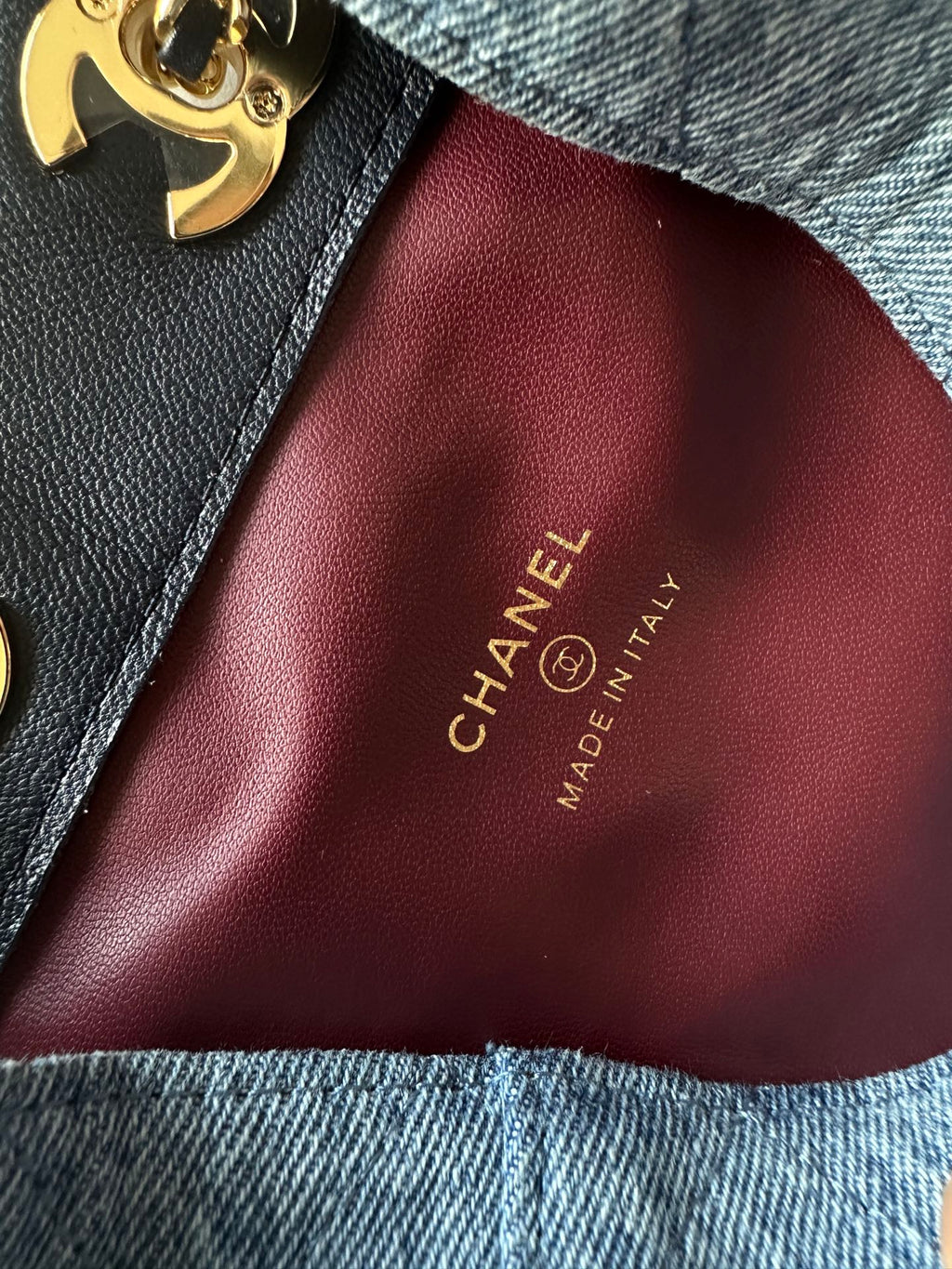 CHANEL 26S MINI BUCKET BAG 18 IN LIGHT BLUE QUILTED DENIM GOLD HARDWARE
