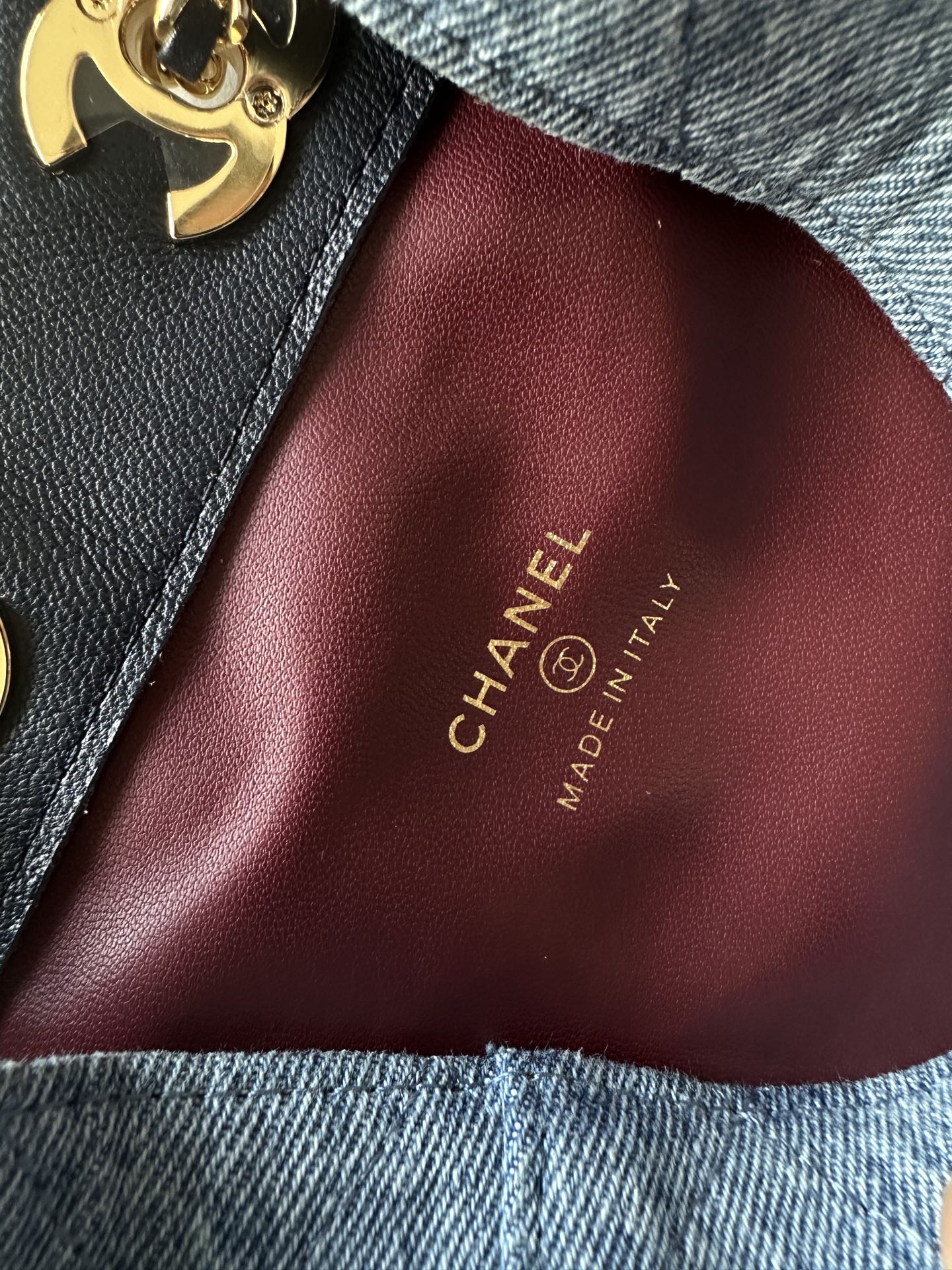 CHANEL 26S MINI BUCKET BAG 18 IN LIGHT BLUE QUILTED DENIM GOLD HARDWARE