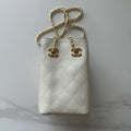 CHANEL 26S MINI BUCKET BAG 18 IN IVORY WHITE QUILTED CALFSKIN GOLD HARDWARE