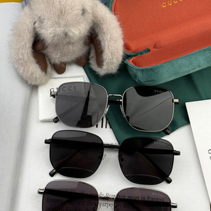 LOW NOSEBRIDGE FIT RECTANGULAR SUNGLASSES G0203 IN METAL