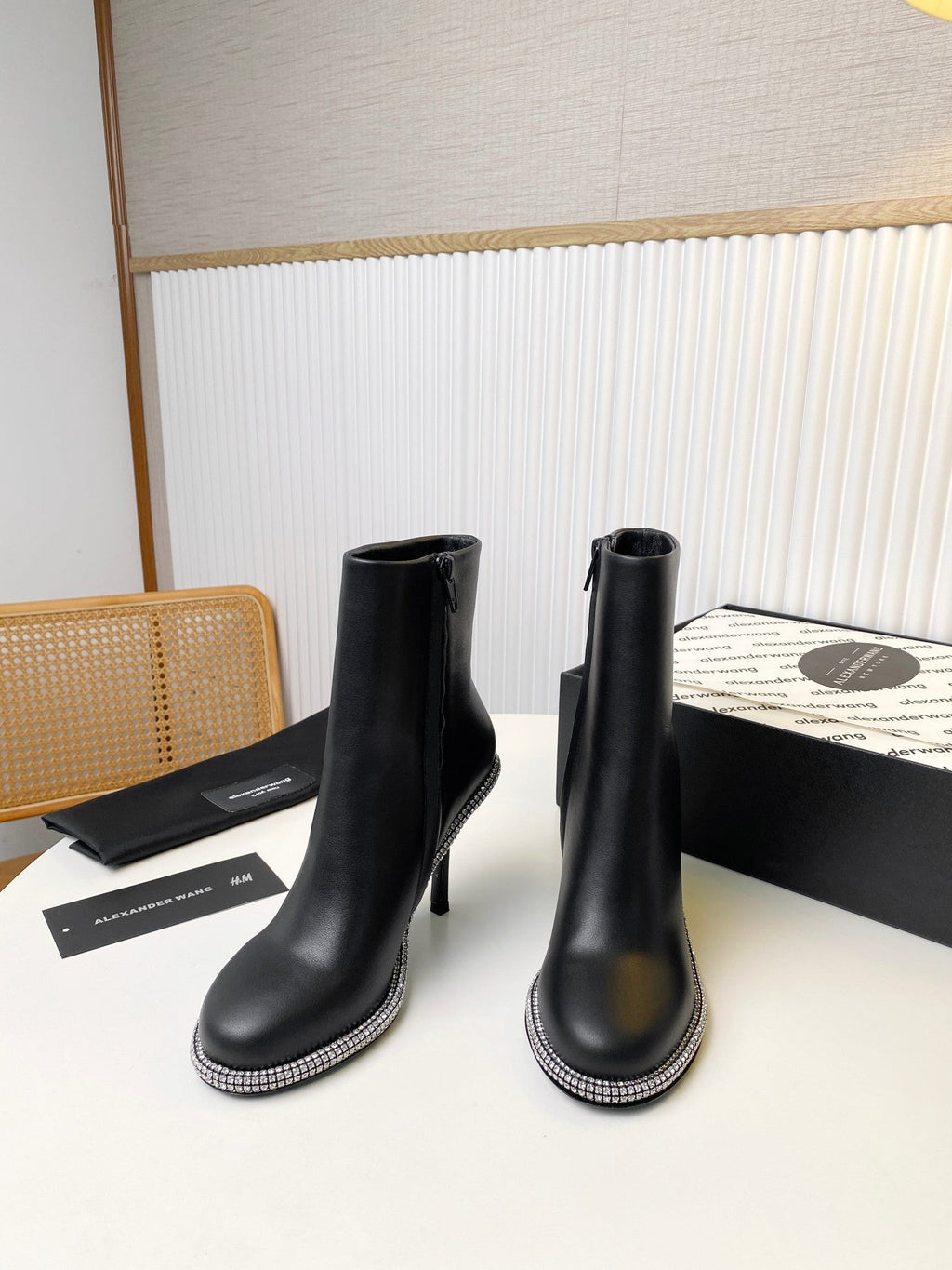KIRA ANKLE BOOTS 10 CM IN BLACK CALFSKIN