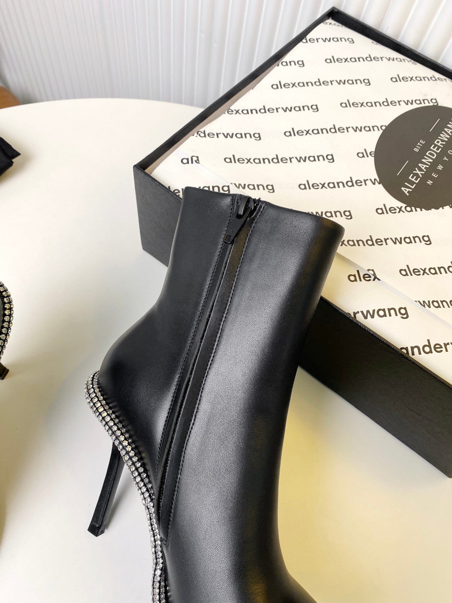 KIRA ANKLE BOOTS 10 CM IN BLACK CALFSKIN