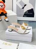 DIOR 26S HIGH-HEEL SANDALS IN WHITE CALFSKIN WITH GOLD HARDWARE