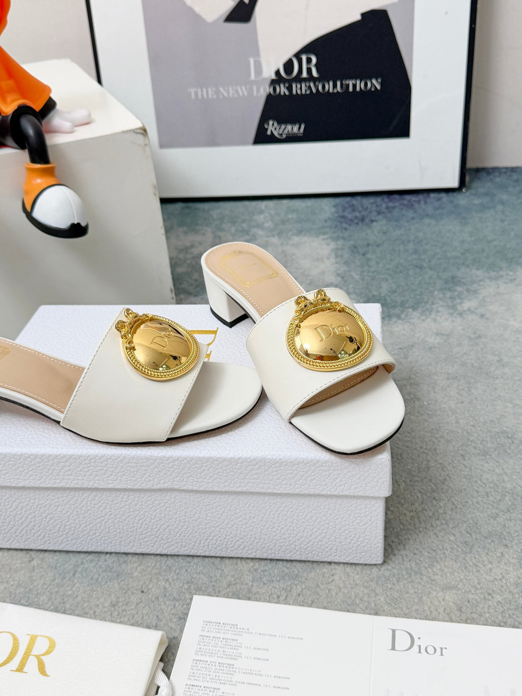 DIOR 26S HIGH-HEEL SANDALS IN WHITE CALFSKIN WITH GOLD HARDWARE