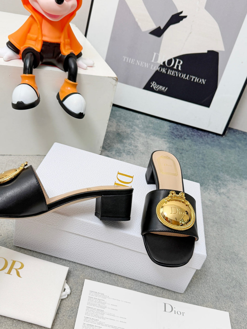 DIOR 26S HIGH-HEEL SANDALS IN BLACK CALFSKIN WITH GOLD HARDWARE