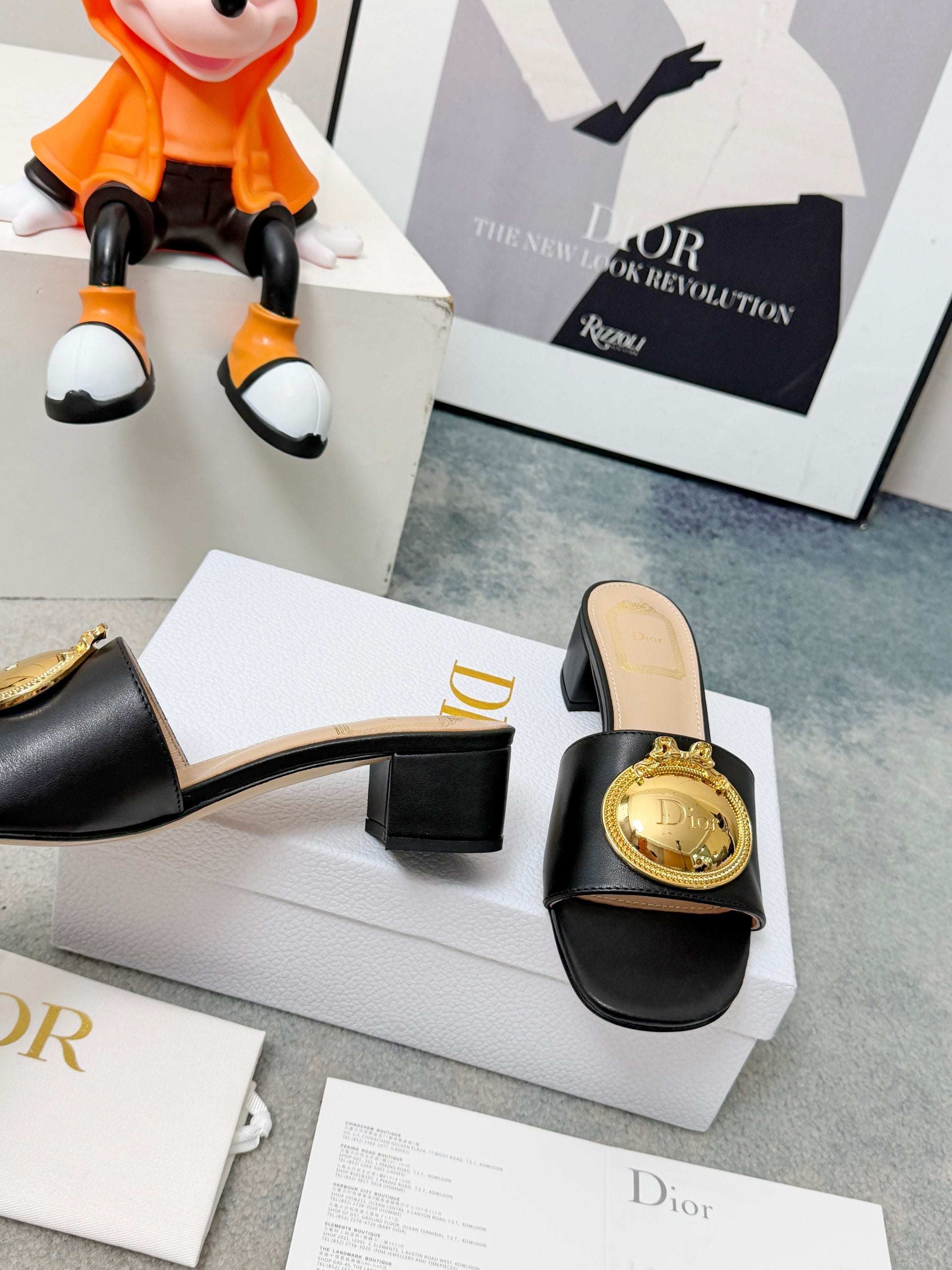 DIOR 26S HIGH-HEEL SANDALS IN BLACK CALFSKIN WITH GOLD HARDWARE
