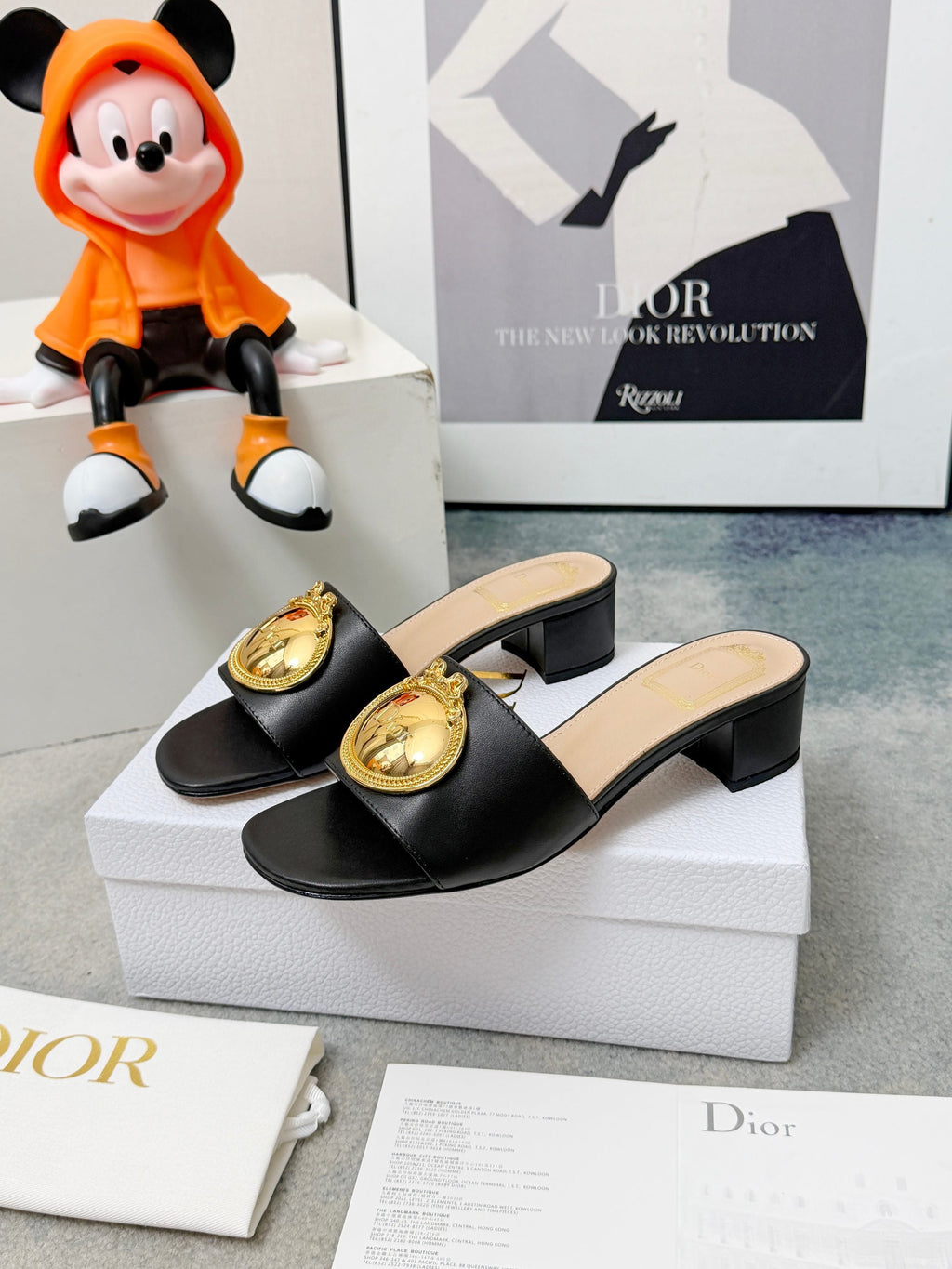 DIOR 26S HIGH-HEEL SANDALS IN BLACK CALFSKIN WITH GOLD HARDWARE