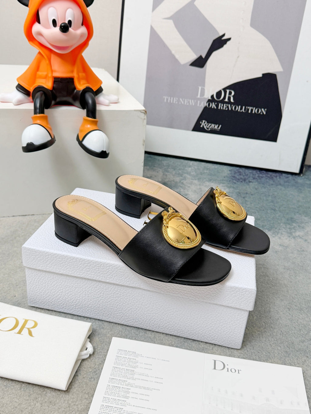DIOR 26S HIGH-HEEL SANDALS IN BLACK CALFSKIN WITH GOLD HARDWARE