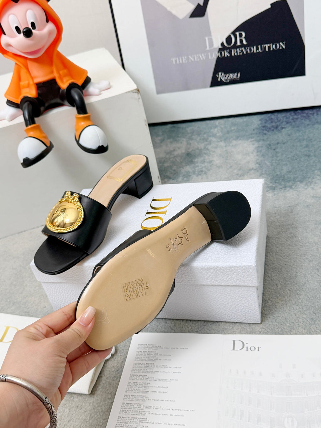 DIOR 26S HIGH-HEEL SANDALS IN BLACK CALFSKIN WITH GOLD HARDWARE