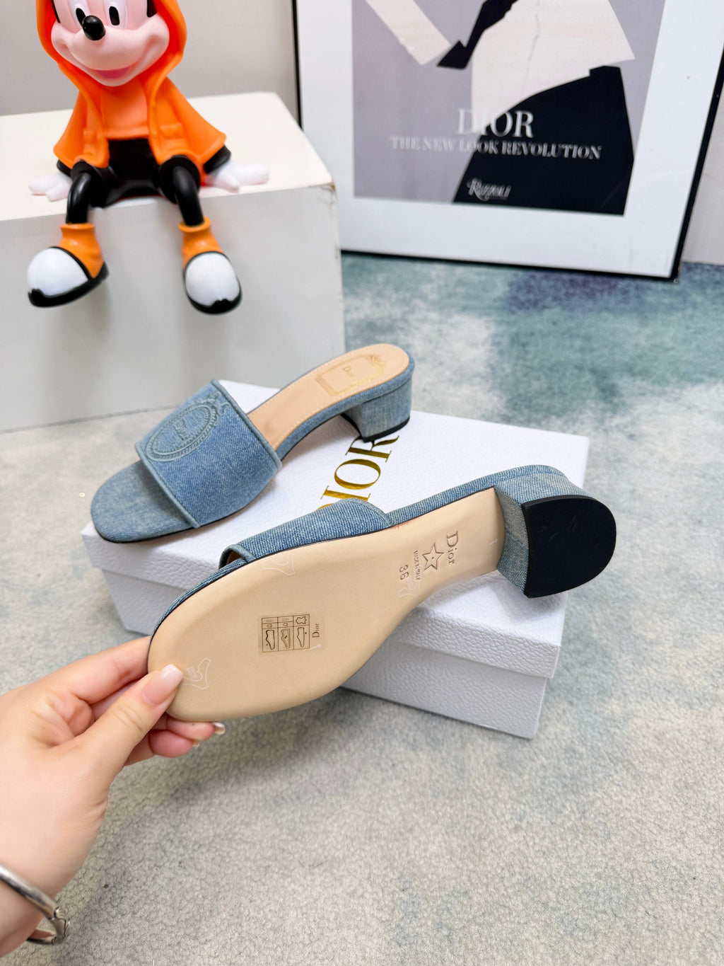DIOR 26S HIGH-HEEL SANDALS 45 MM IN BLUE DENIM