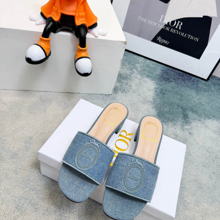 DIOR 26S HIGH-HEEL SANDALS 45 MM IN BLUE DENIM