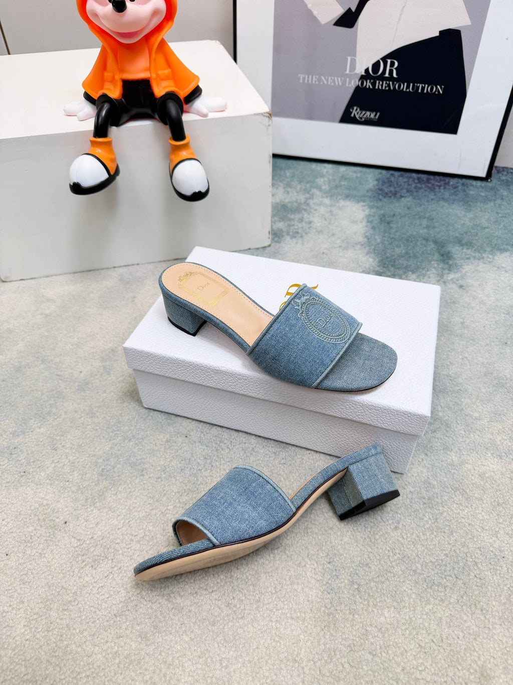 DIOR 26S HIGH-HEEL SANDALS 45 MM IN BLUE DENIM
