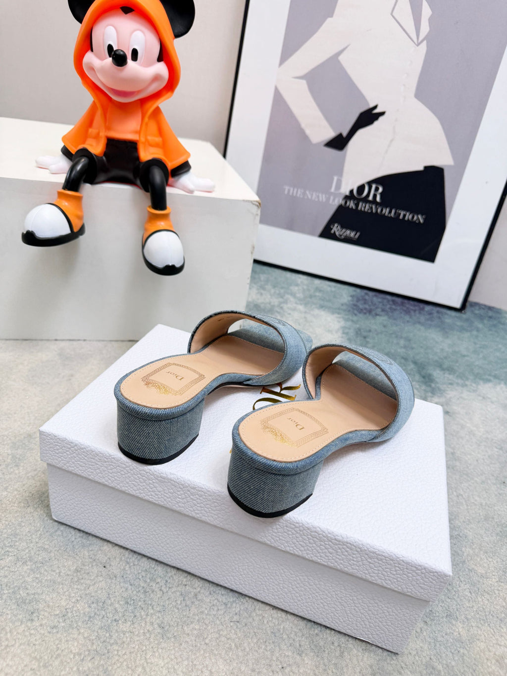 DIOR 26S HIGH-HEEL SANDALS 45 MM IN BLUE DENIM