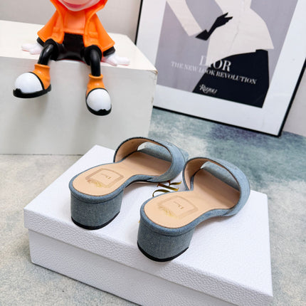 DIOR 26S HIGH-HEEL SANDALS 45 MM IN BLUE DENIM