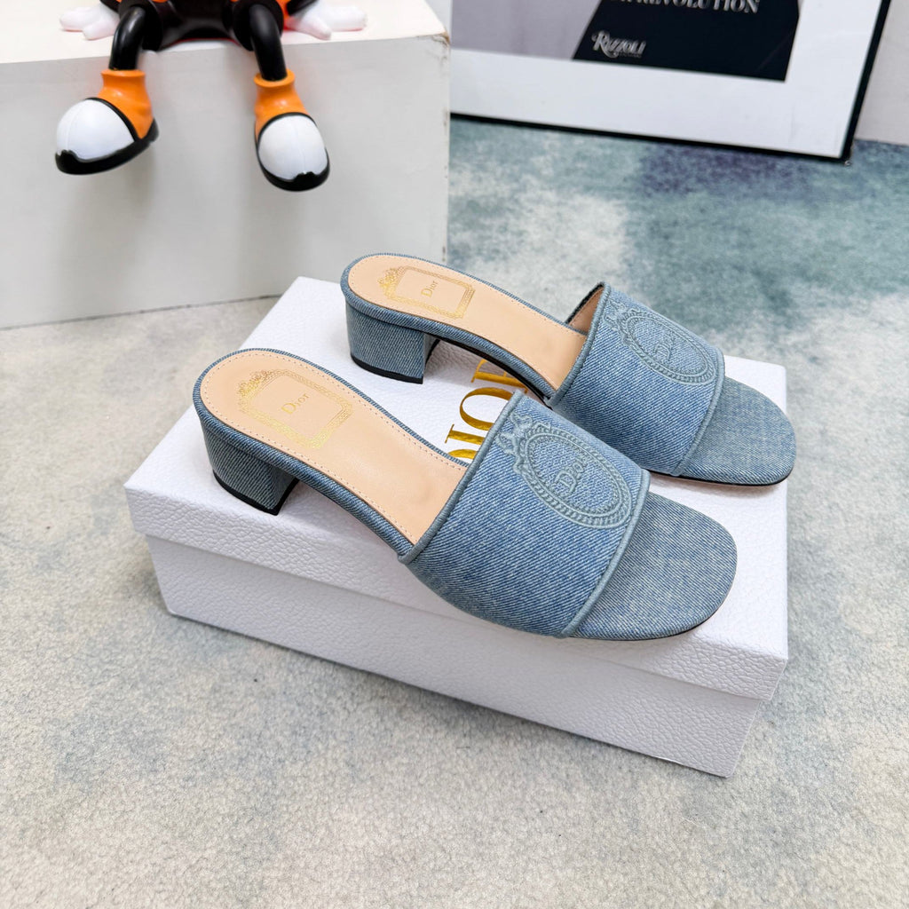DIOR 26S HIGH-HEEL SANDALS 45 MM IN BLUE DENIM