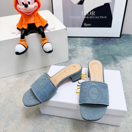 DIOR 26S HIGH-HEEL SANDALS 45 MM IN BLUE DENIM