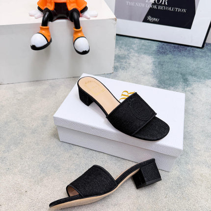 DIOR 26S HIGH-HEEL SANDALS 45 MM IN BLACK DENIM