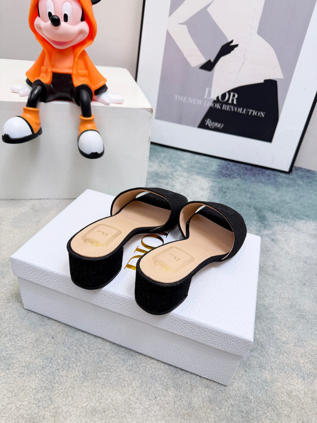 DIOR 26S HIGH-HEEL SANDALS 45 MM IN BLACK DENIM