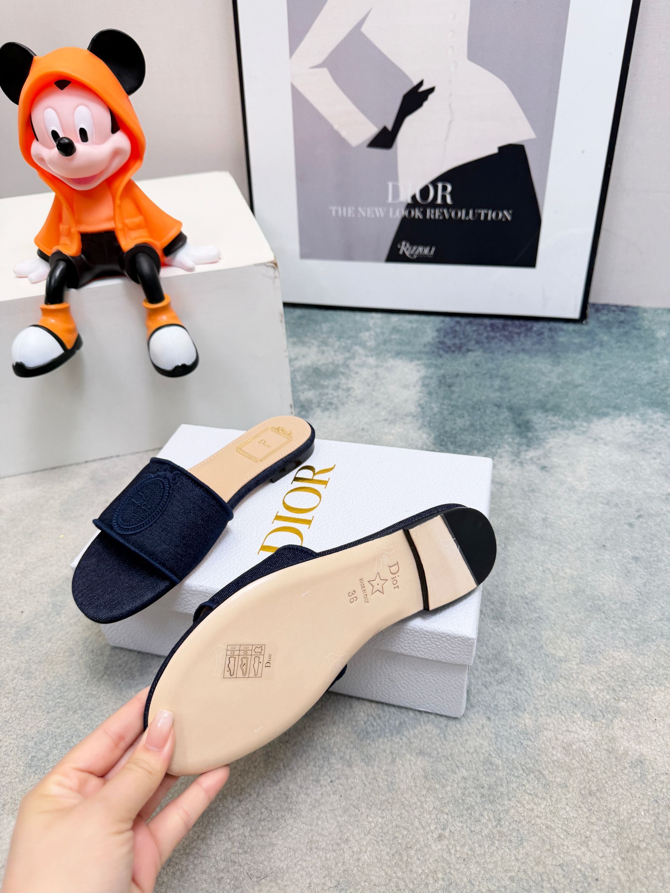 DIOR 26S SANDALS IN NAVY BLUE DENIM