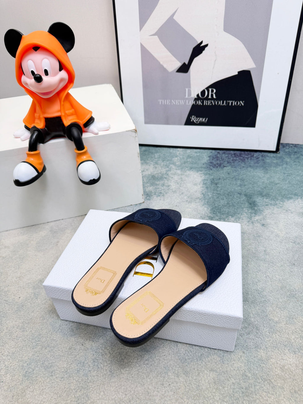 DIOR 26S SANDALS IN NAVY BLUE DENIM