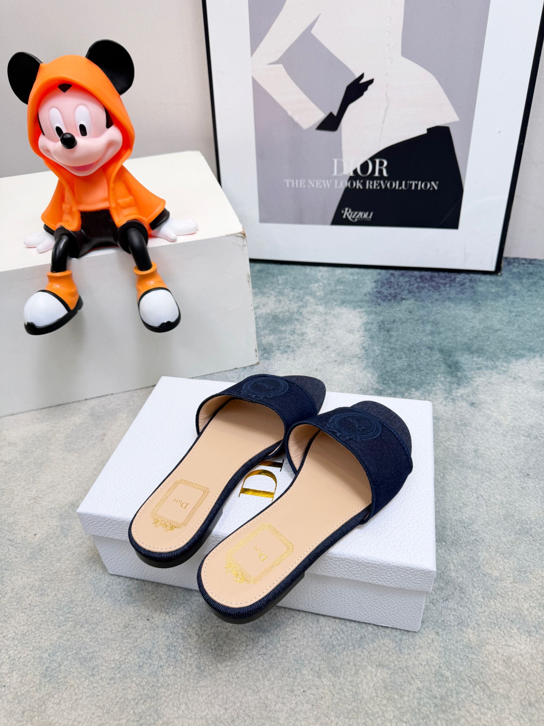 DIOR 26S SANDALS IN NAVY BLUE DENIM