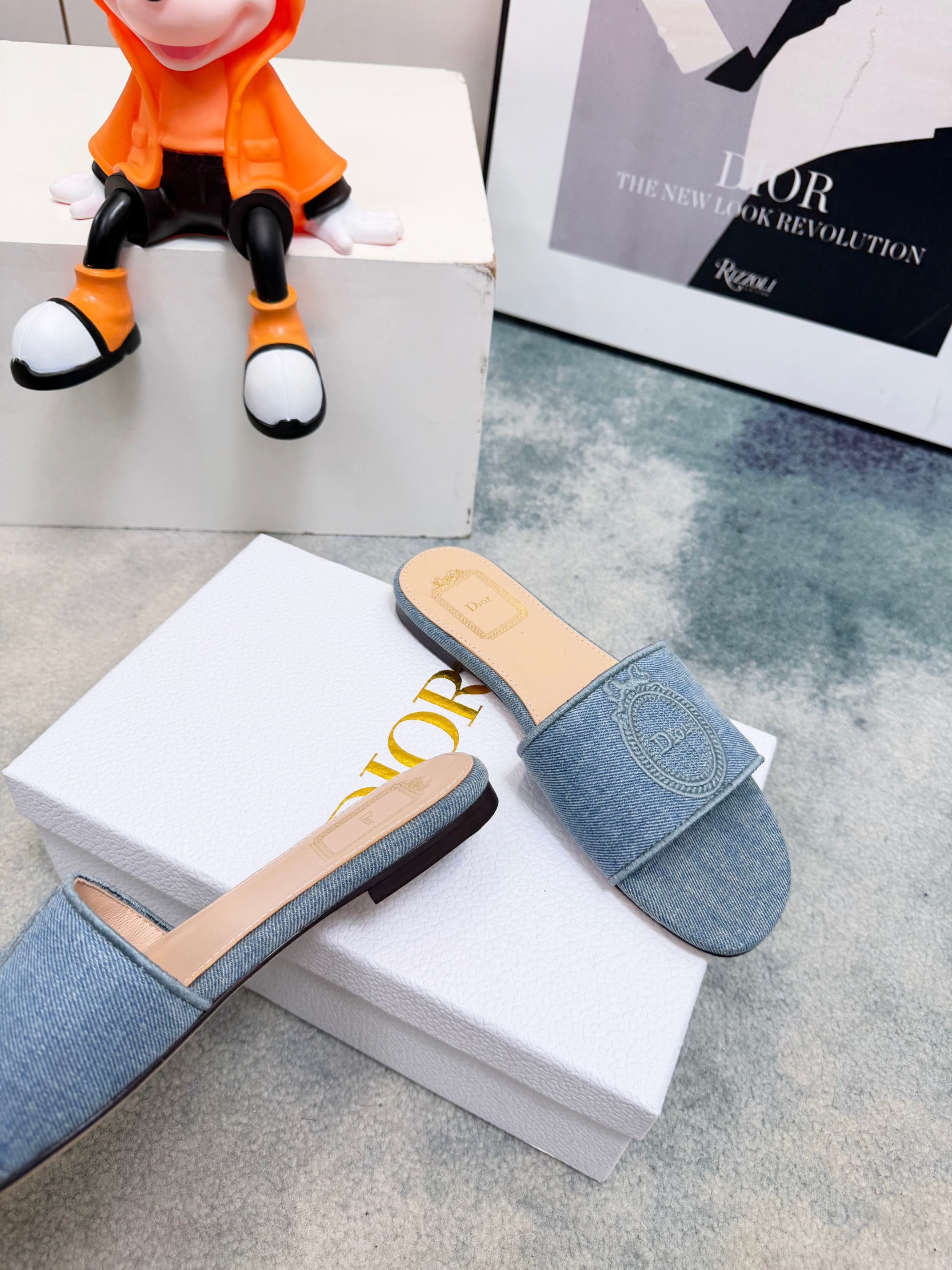 DIOR 26S SANDALS IN BLUE DENIM