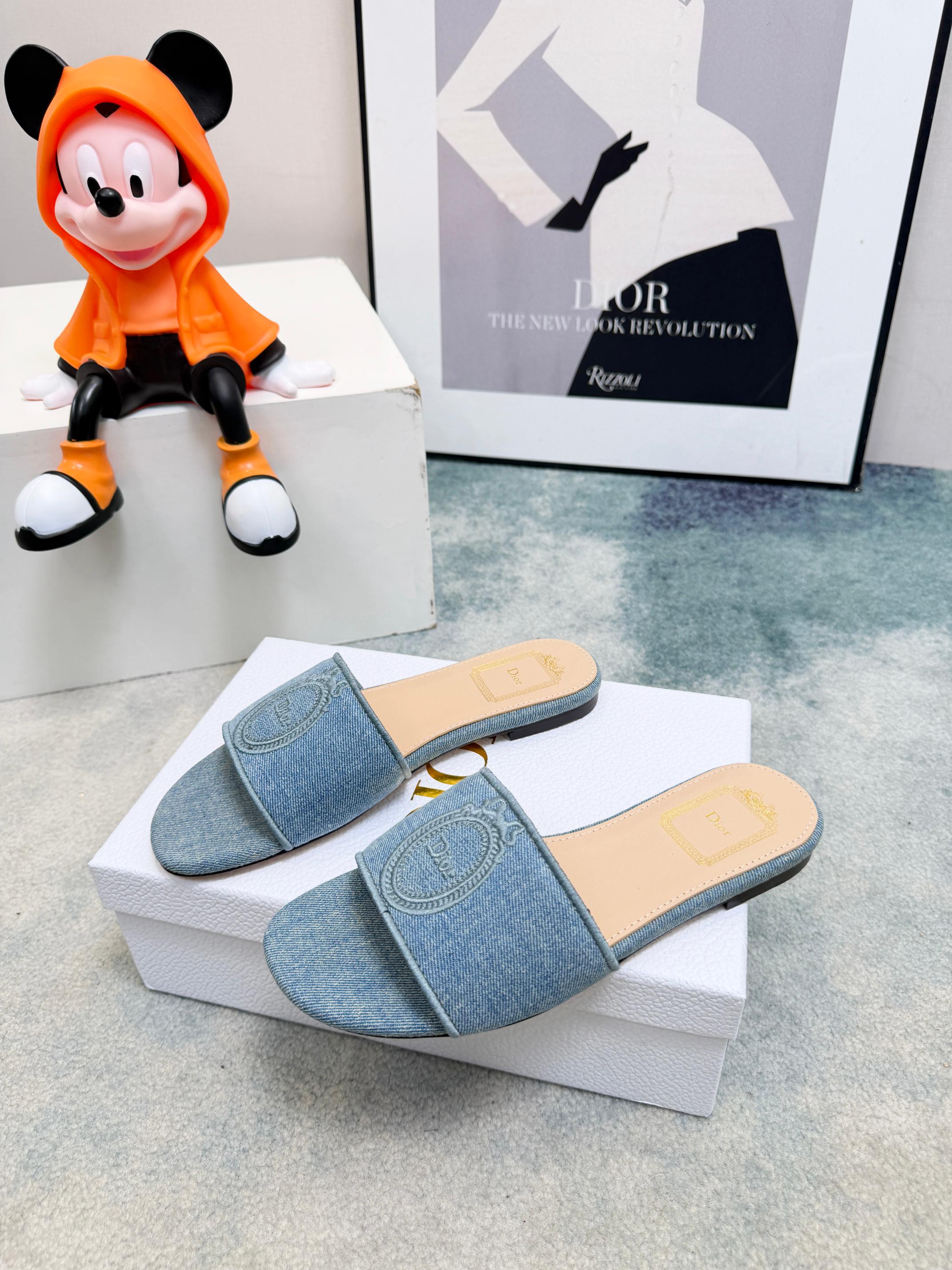DIOR 26S SANDALS IN BLUE DENIM