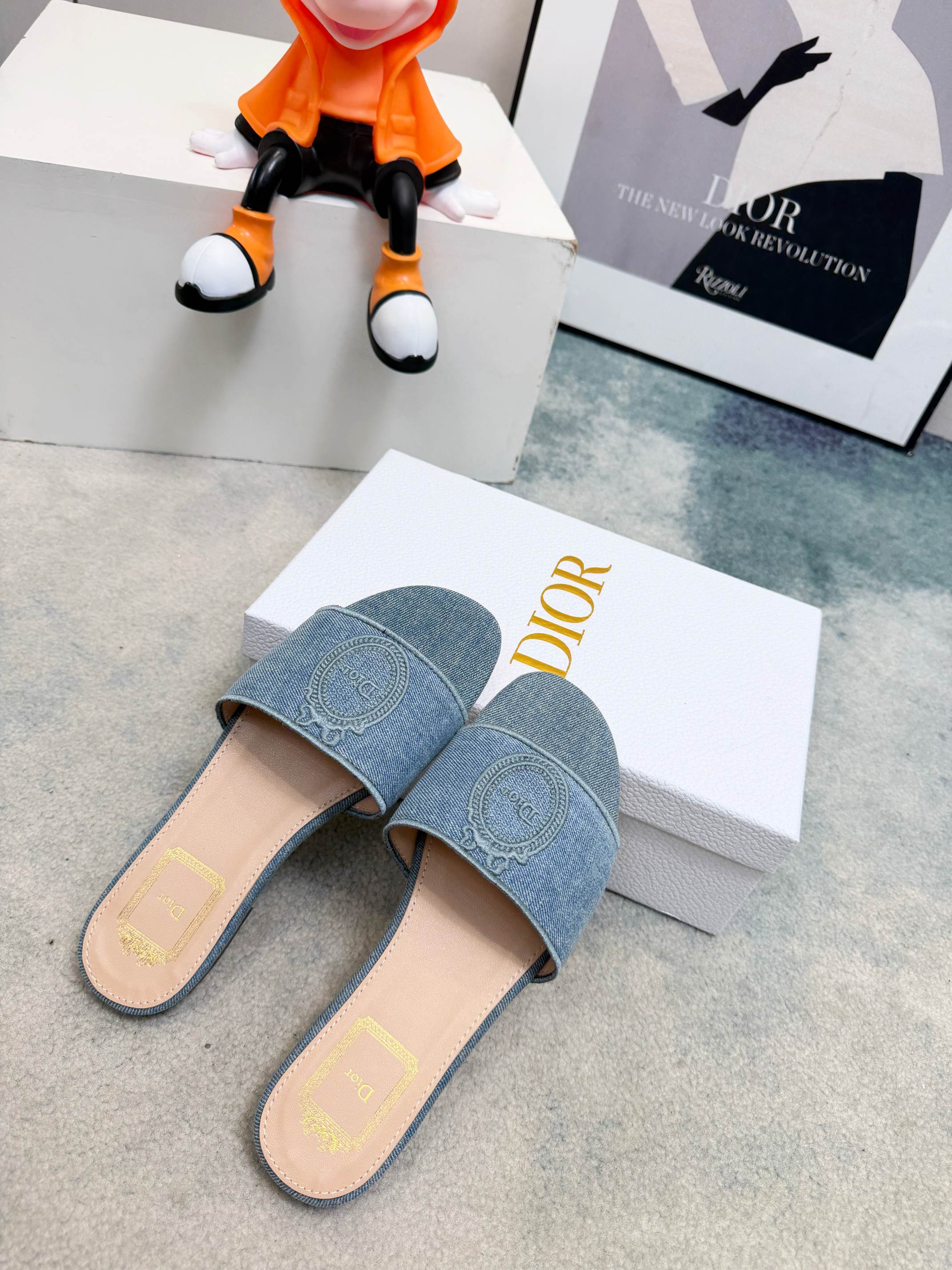 DIOR 26S SANDALS IN BLUE DENIM