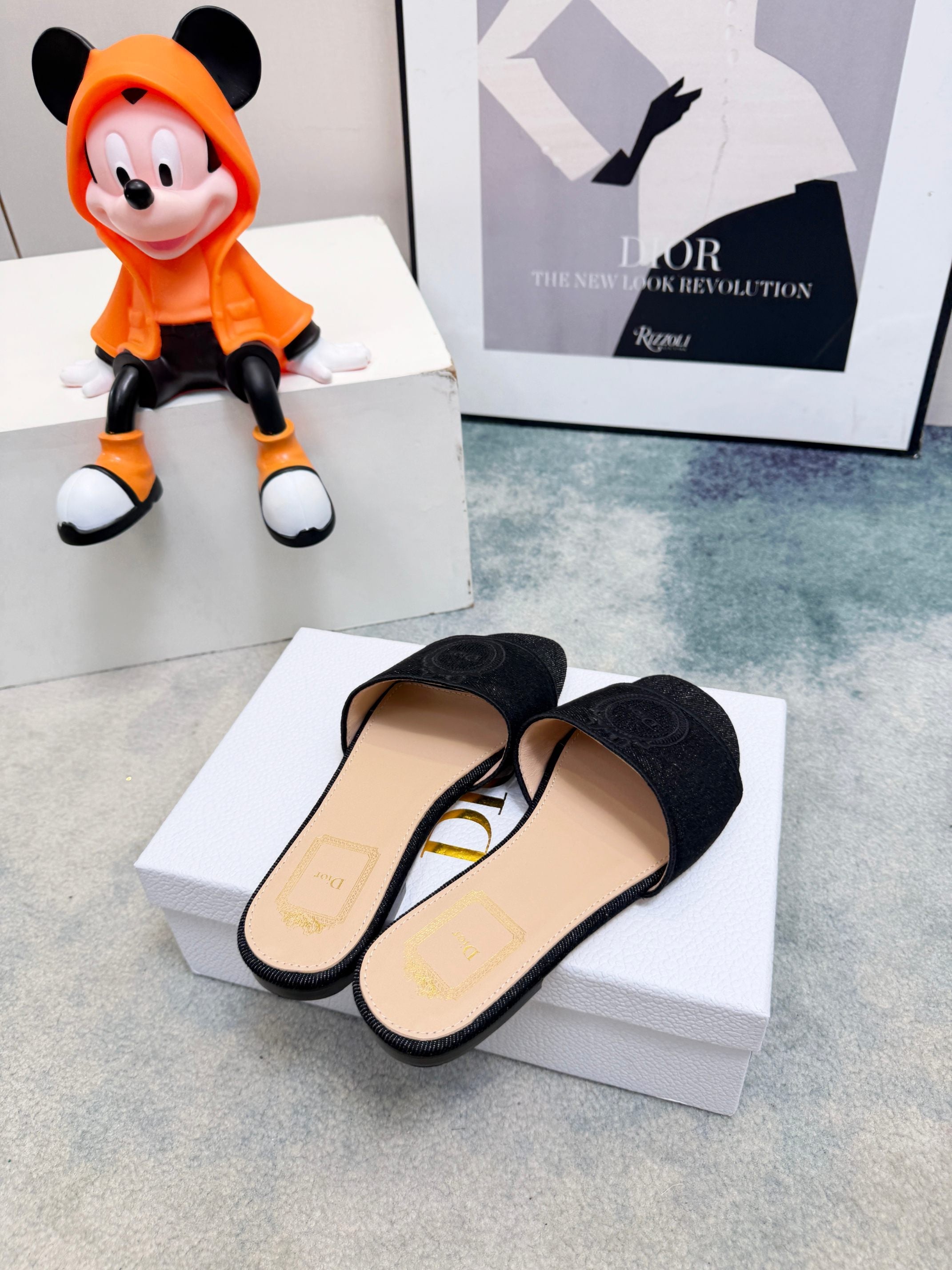 DIOR 26S SANDALS IN BLACK DENIM
