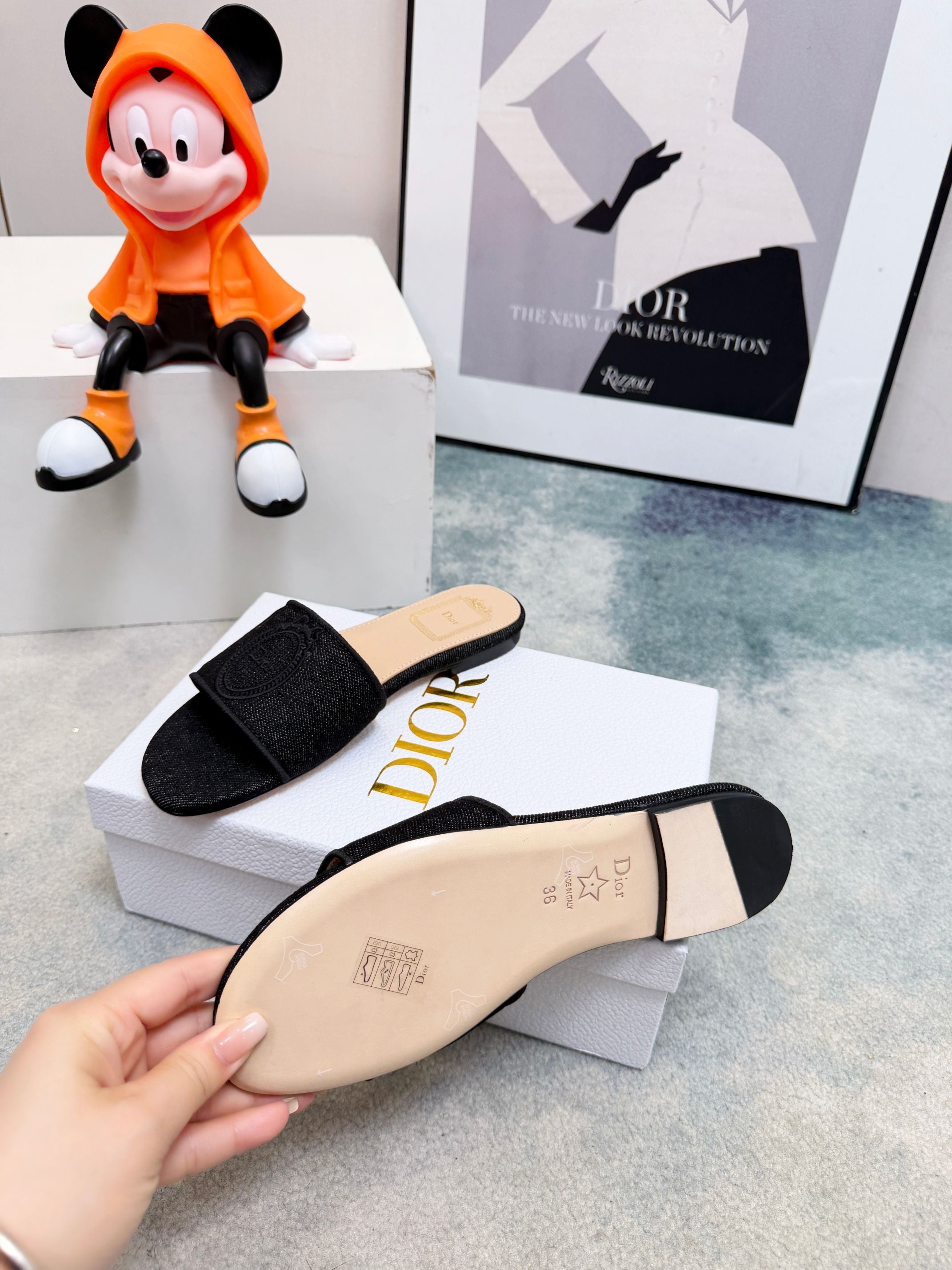 DIOR 26S SANDALS IN BLACK DENIM