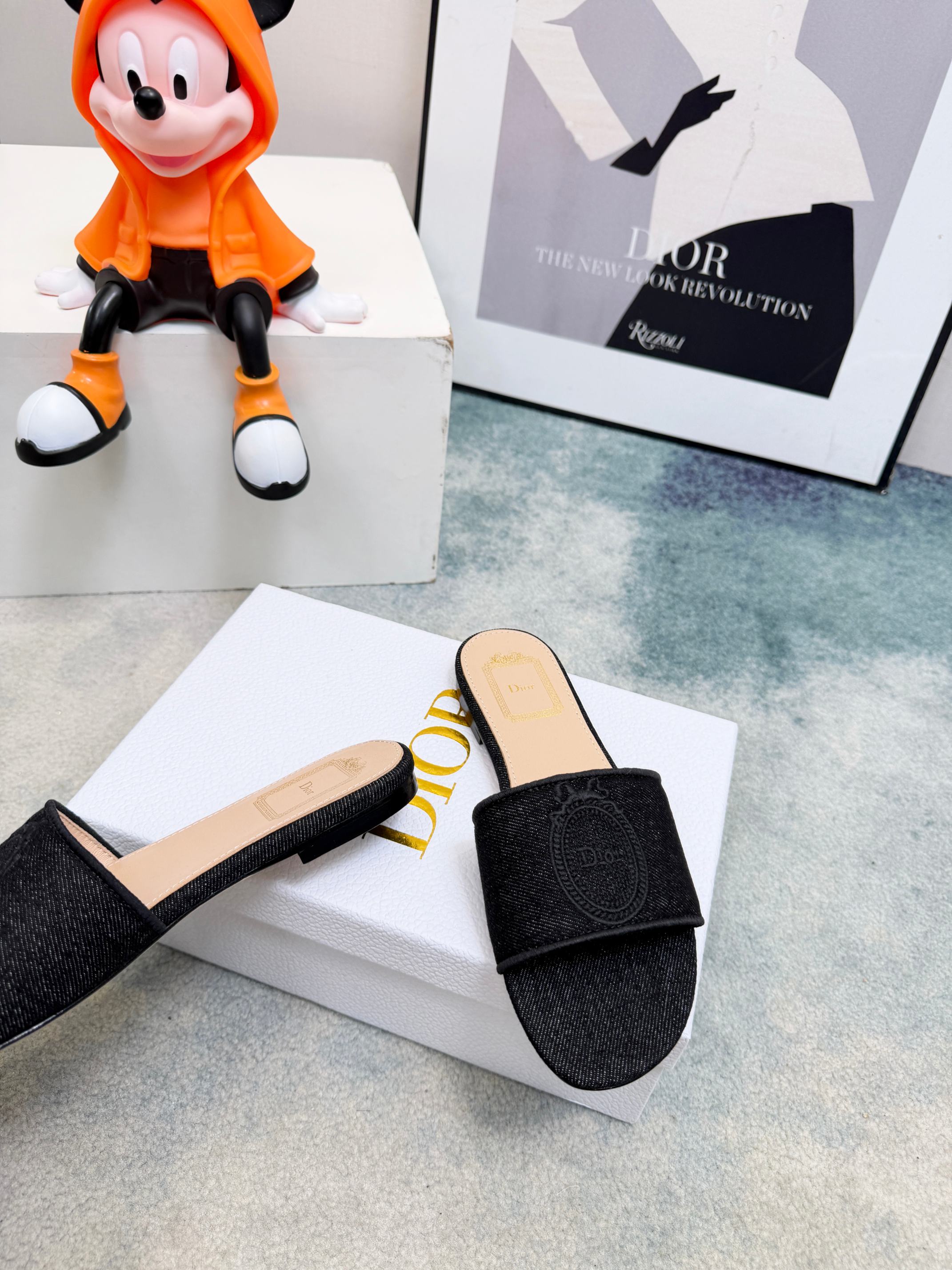 DIOR 26S SANDALS IN BLACK DENIM