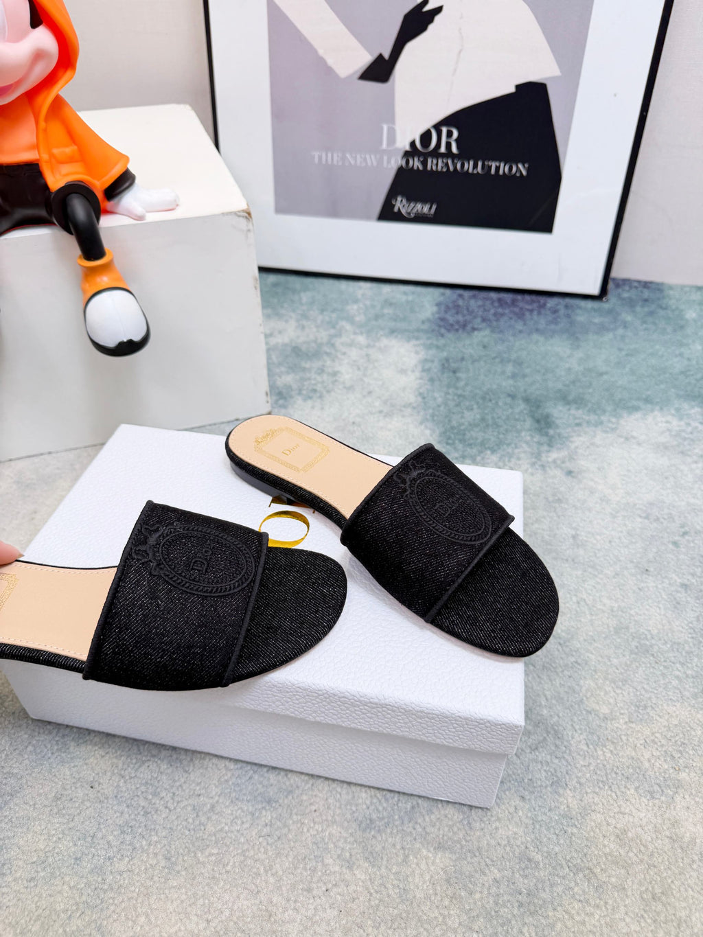 DIOR 26S SANDALS IN BLACK DENIM