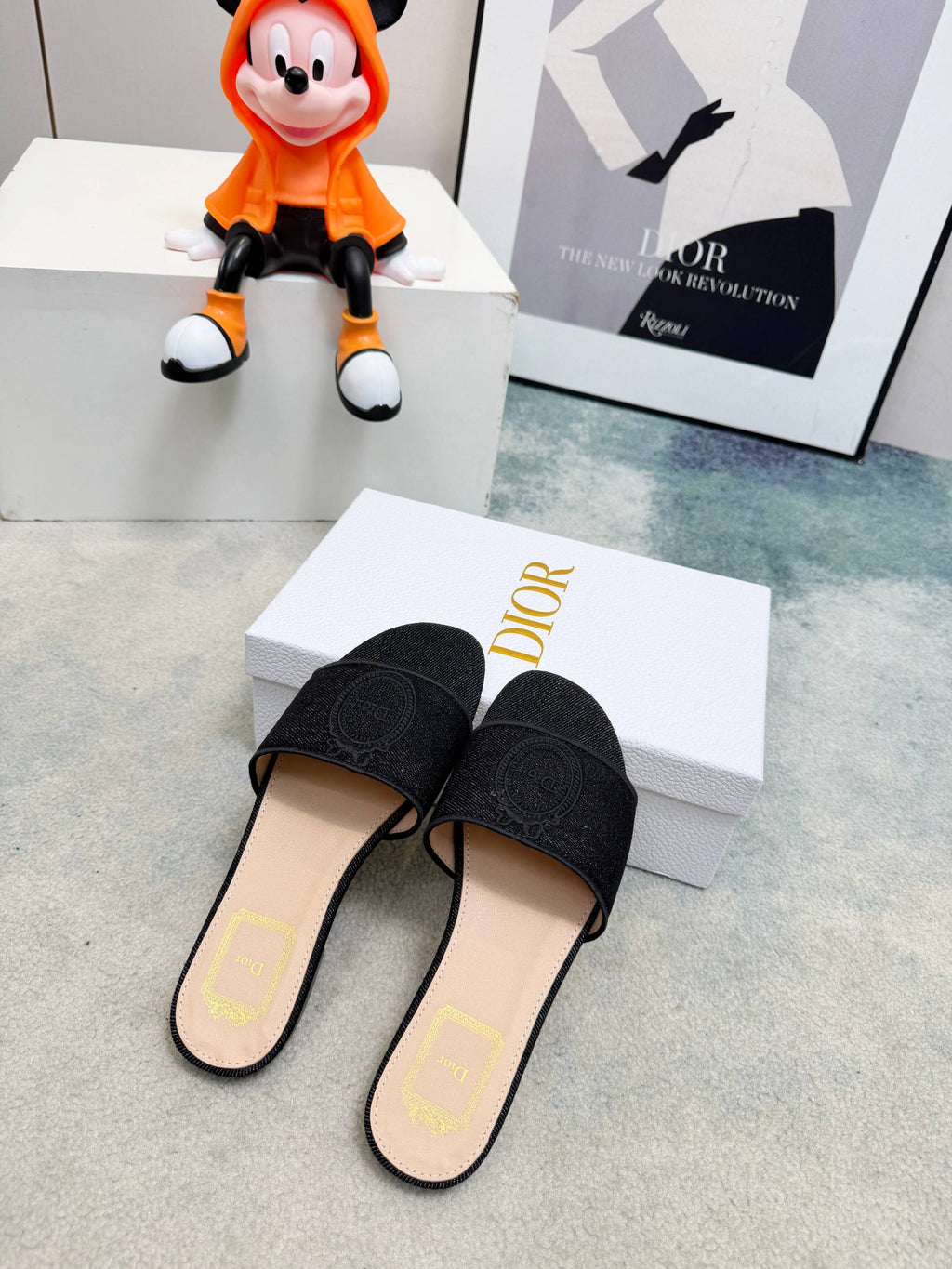 DIOR 26S SANDALS IN BLACK DENIM