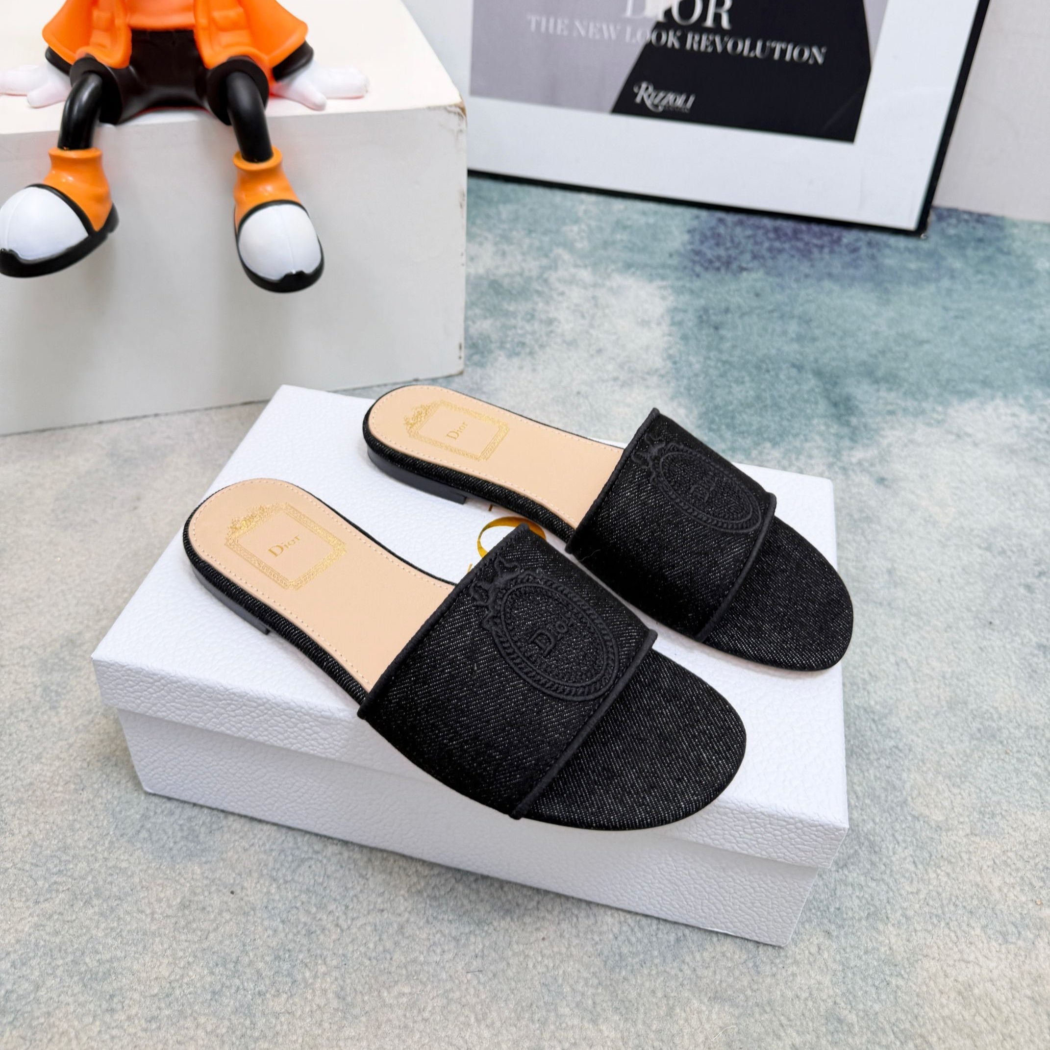 DIOR 26S SANDALS IN BLACK DENIM