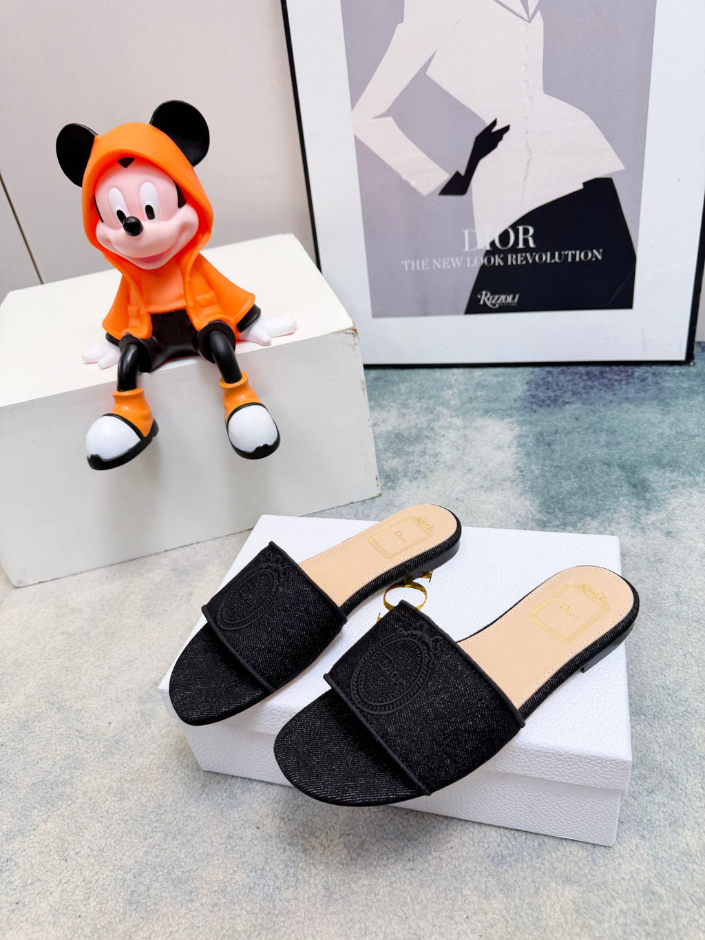 DIOR 26S SANDALS IN BLACK DENIM