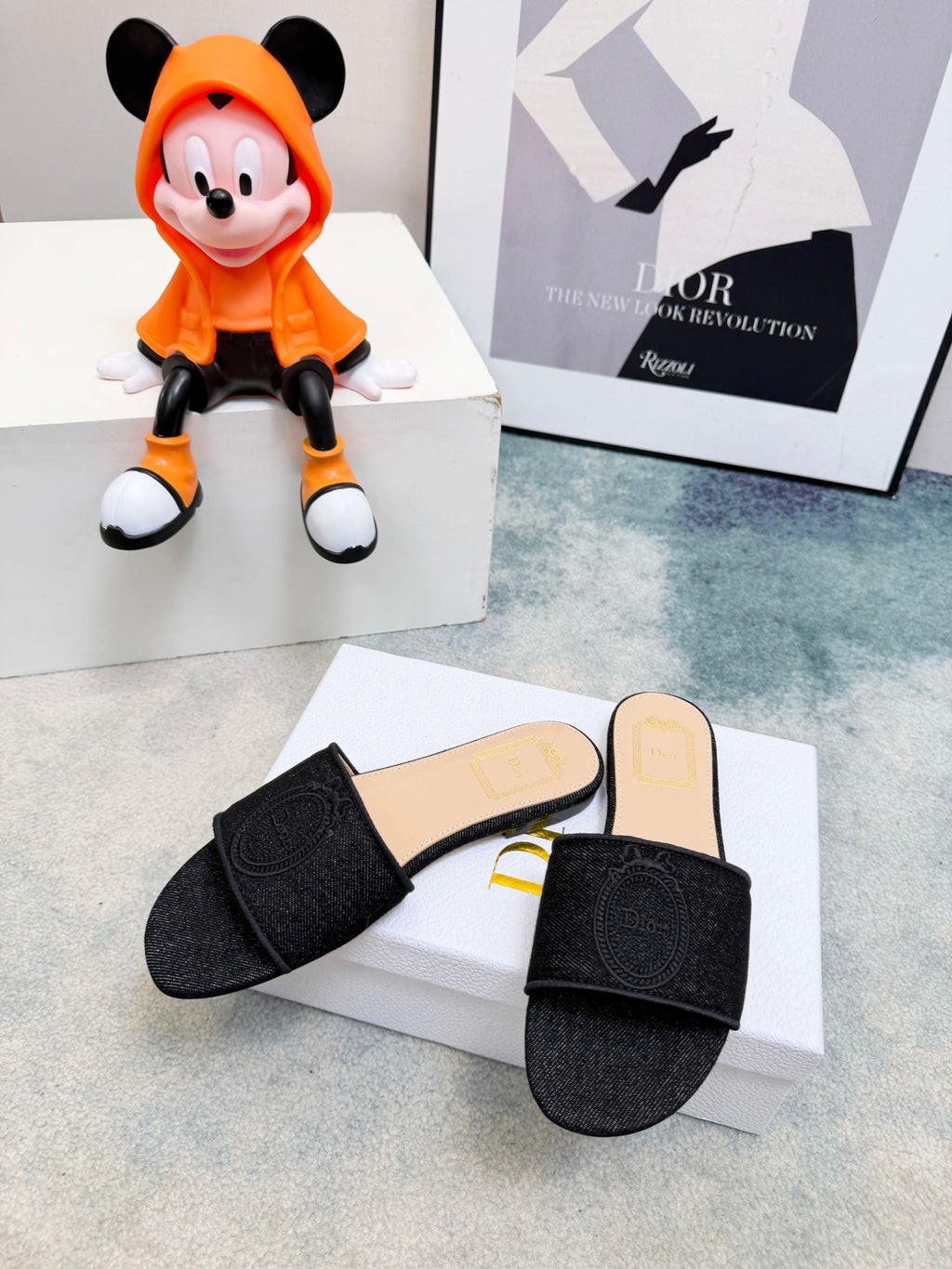 DIOR 26S SANDALS IN BLACK DENIM